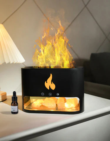 Crystal humidifierr desk personal ultrasonic oil aroma diffuser 4colors LED flame USB portable