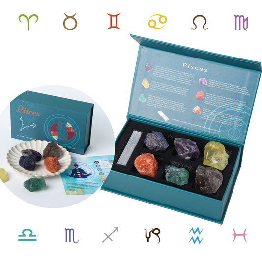 Zodiac Signs Healing Crystals Birthstones with Horoscope Box Set