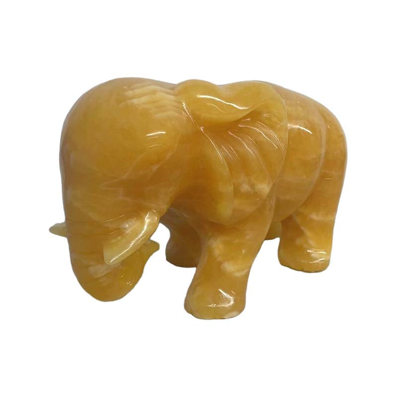 Huge elephant carving Honey calcite big size