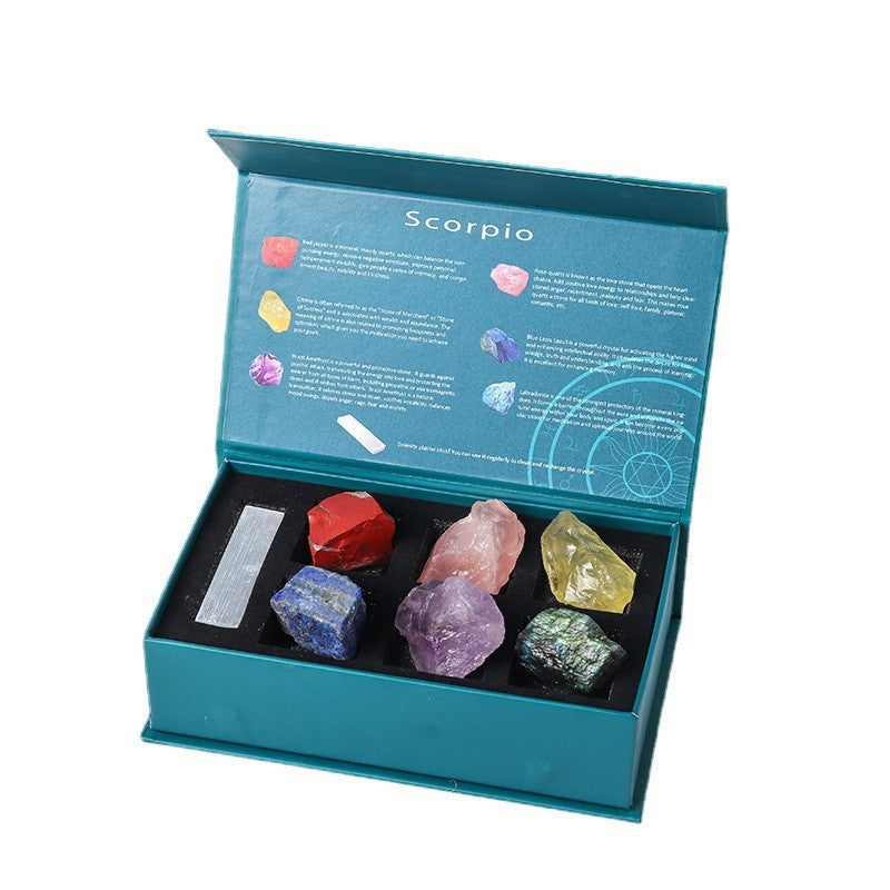 Zodiac Signs Healing Crystals Birthstones with Horoscope Box Set